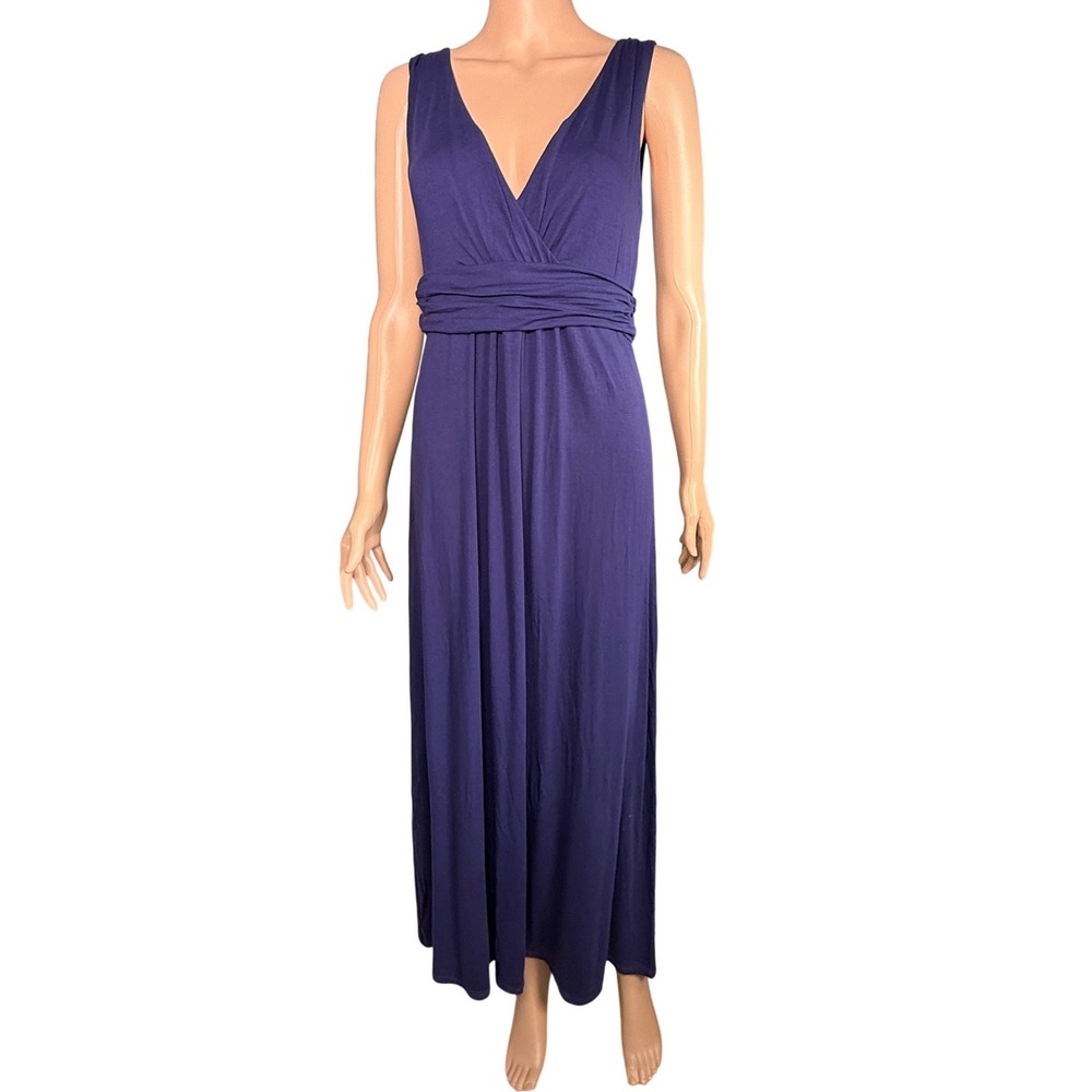 Boden Blue Viscose Maxi Dress Wrap Style Sleeveless Size 10